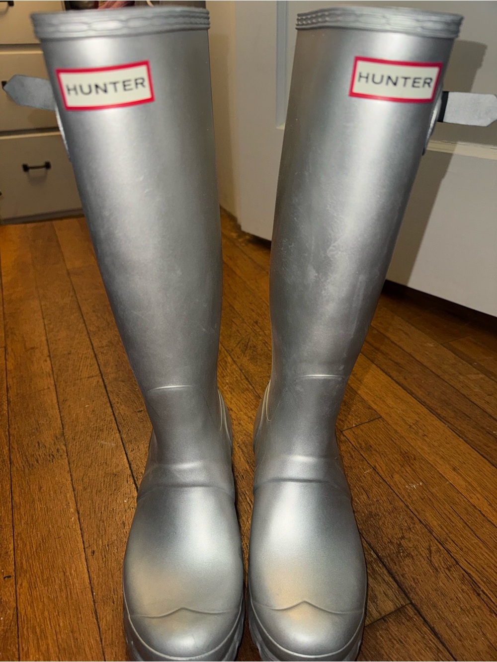 Hunter Metallic Silver Tall Rain Boots
